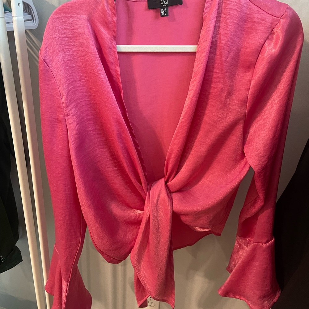 MISSGUIDED front tie long sleeve crop